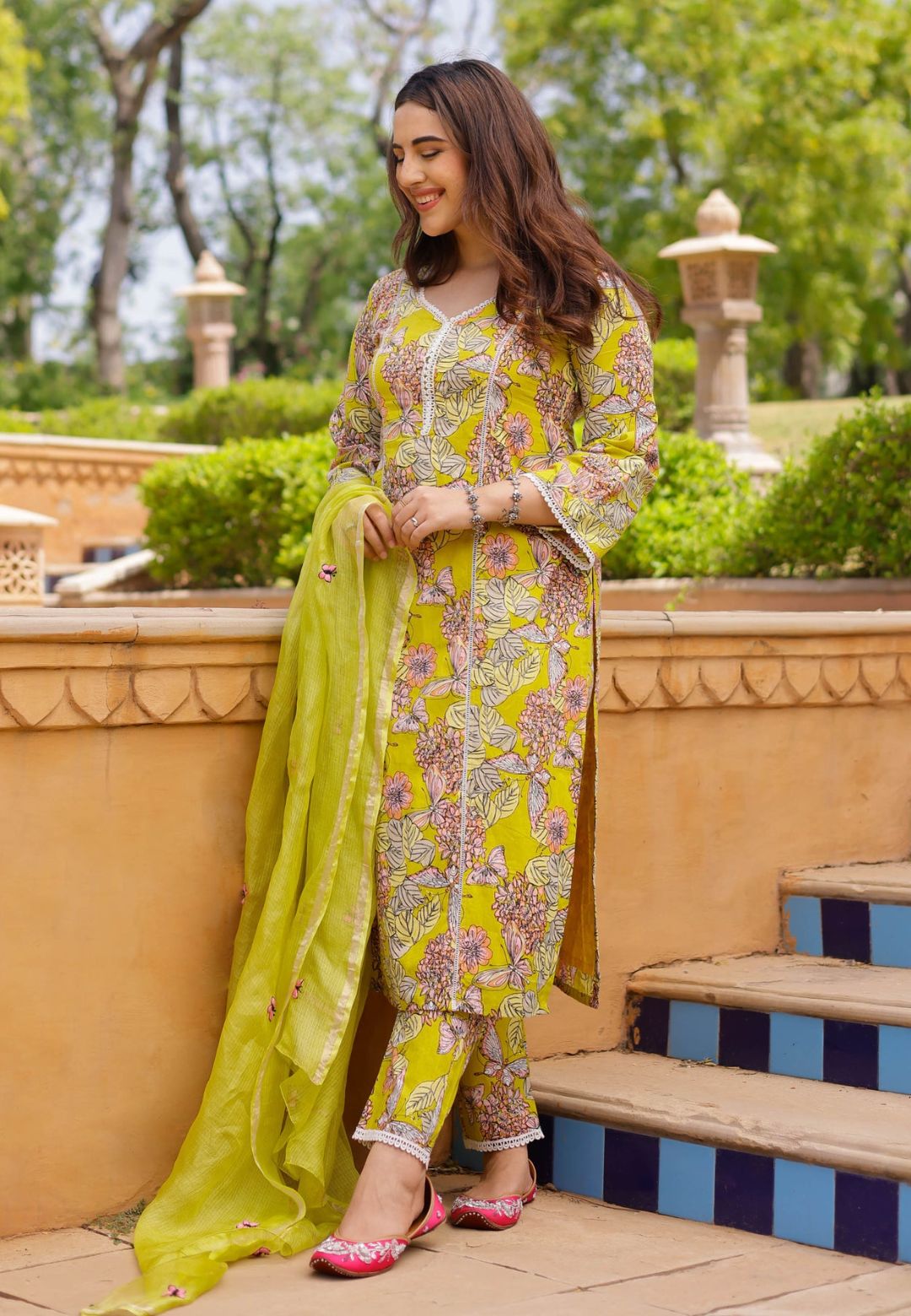 YELLOW REVA COTTON SUIT SET