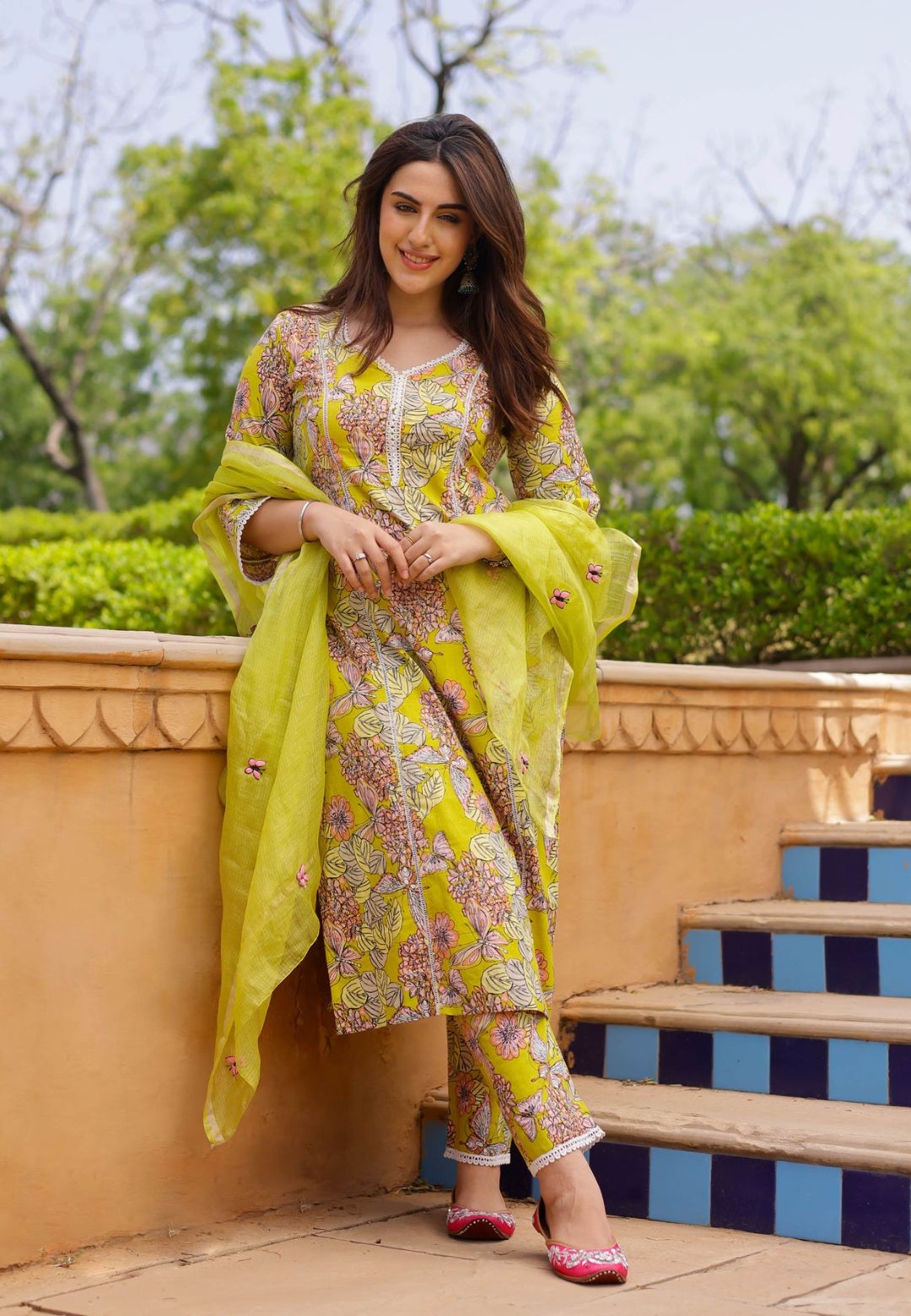 YELLOW REVA COTTON SUIT SET