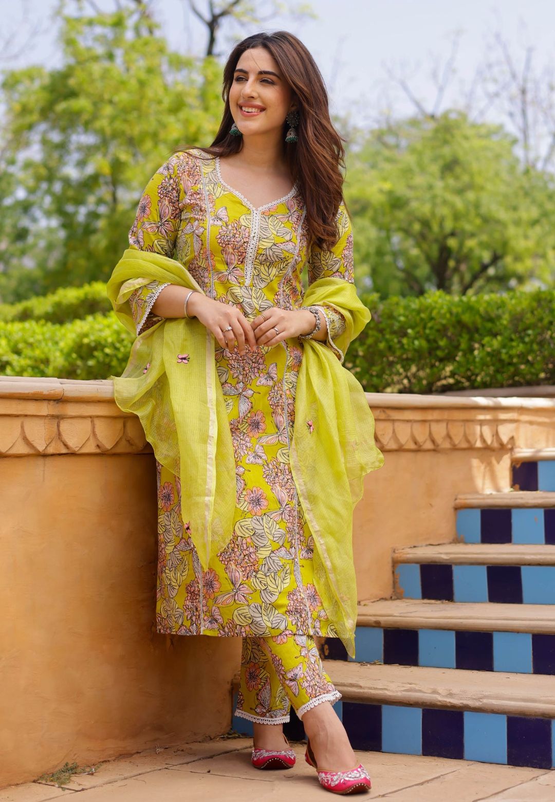 YELLOW REVA COTTON SUIT SET