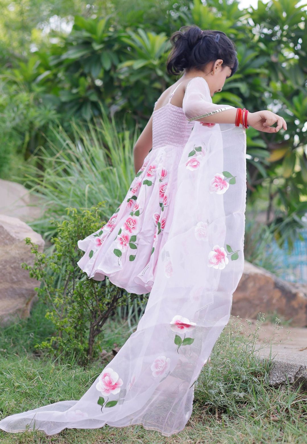 PINK DIPSI HANDPAINTED SATIN SUIT SET