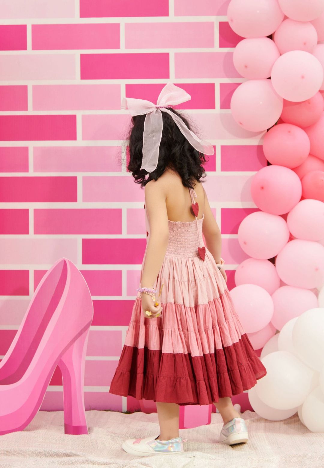 PINK HEART ELINA TIER COTTON DRESS