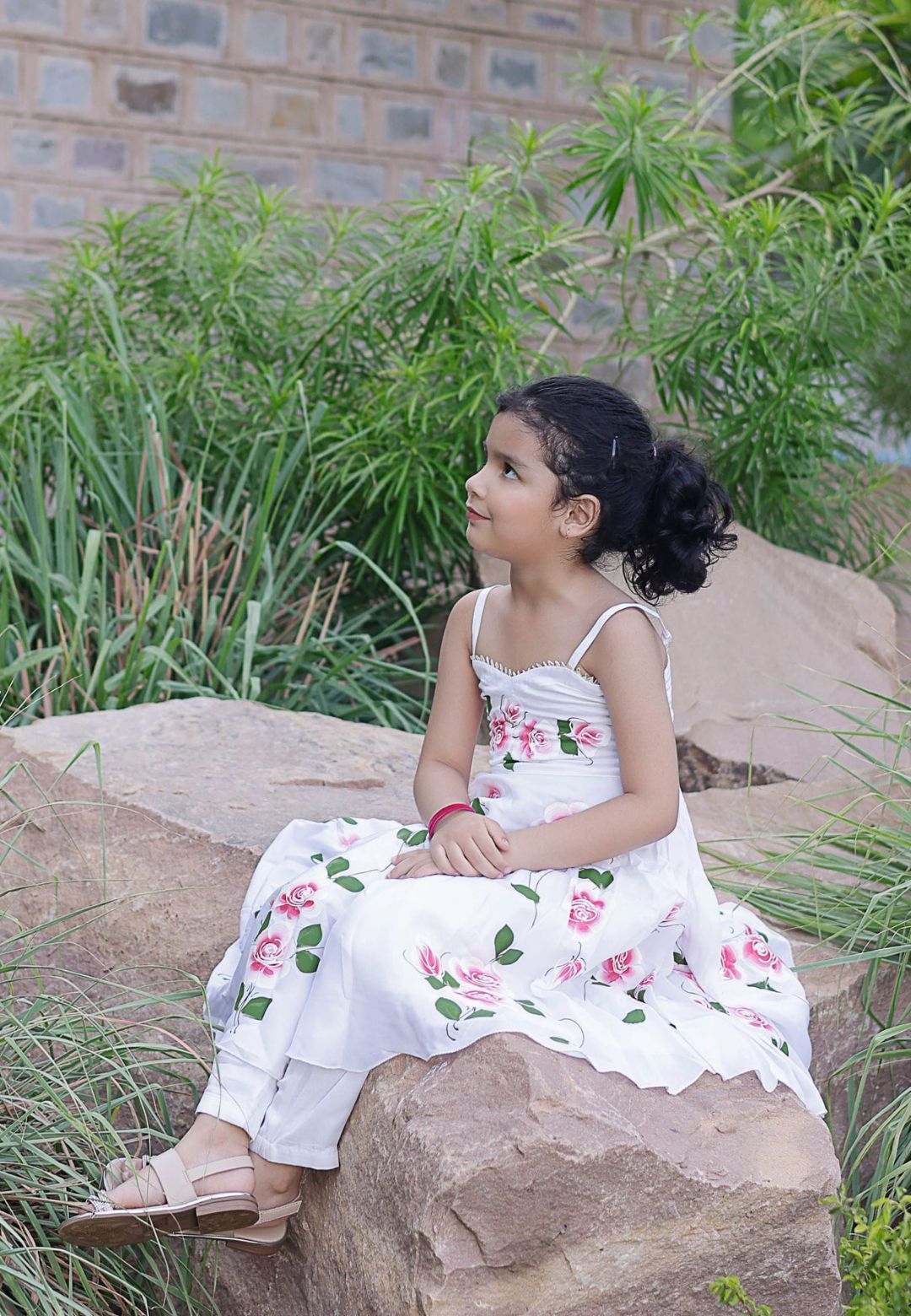WHITE PASHA HANDPAINTED SATIN SUIT SET