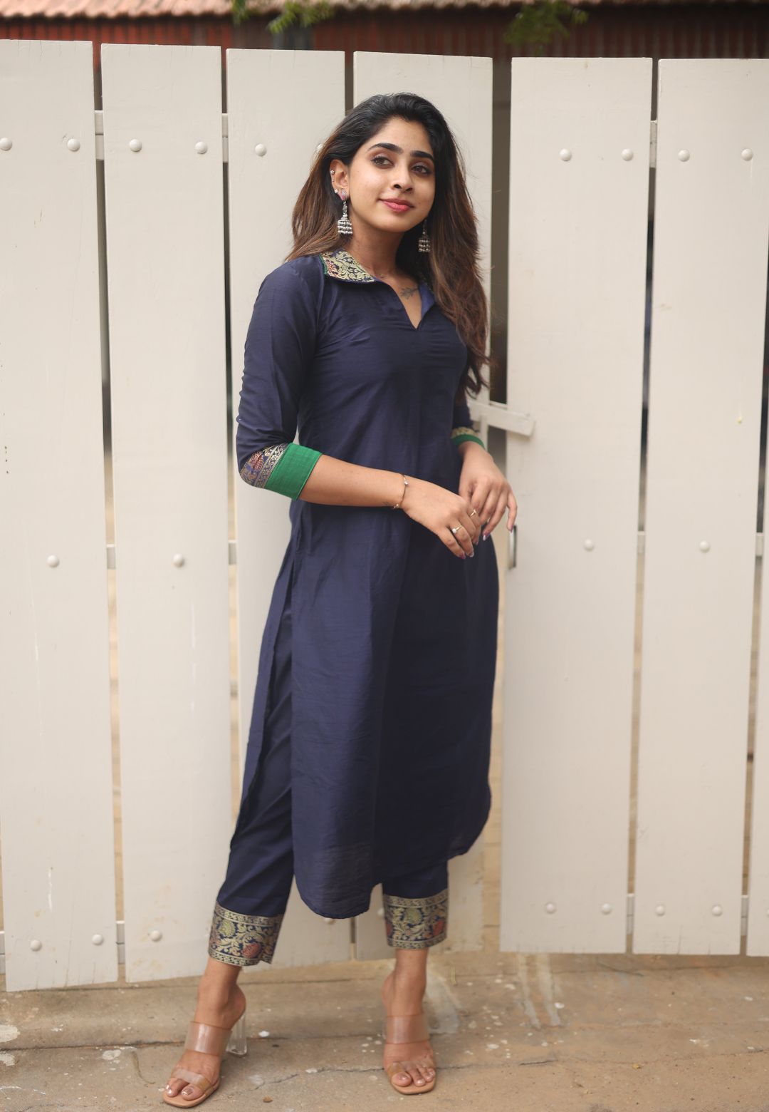 BLUE LAILA CHANDERI KURTA SET
