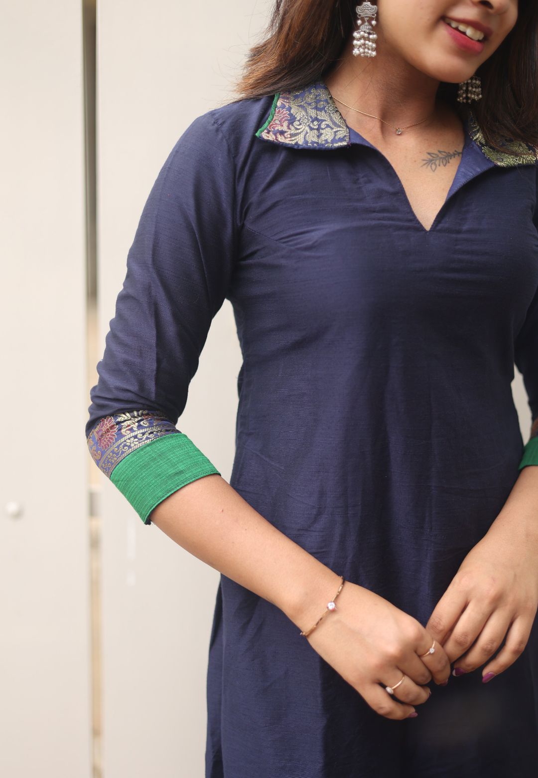 BLUE LAILA CHANDERI KURTA SET