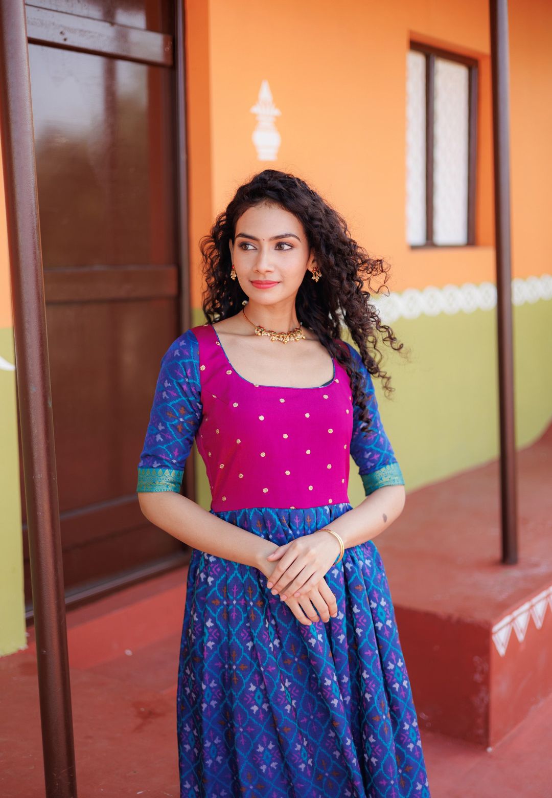 BHUMIKA BLUE POCHAMPALLY ANARKALI DRESS