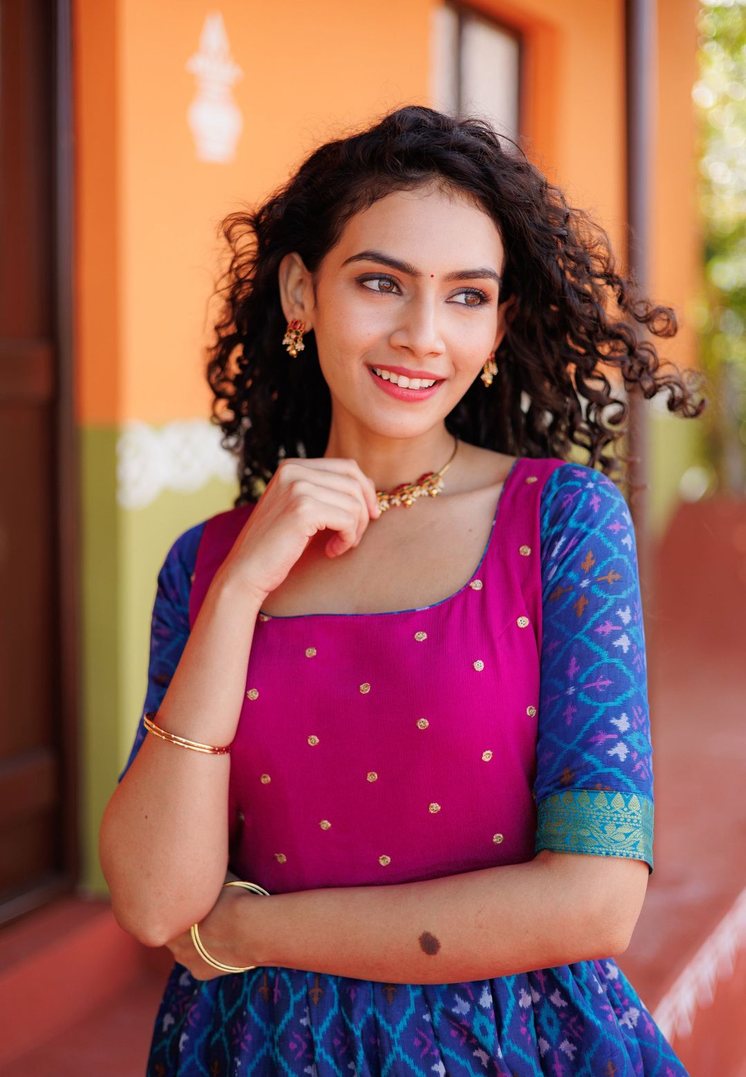 BHUMIKA BLUE POCHAMPALLY ANARKALI DRESS