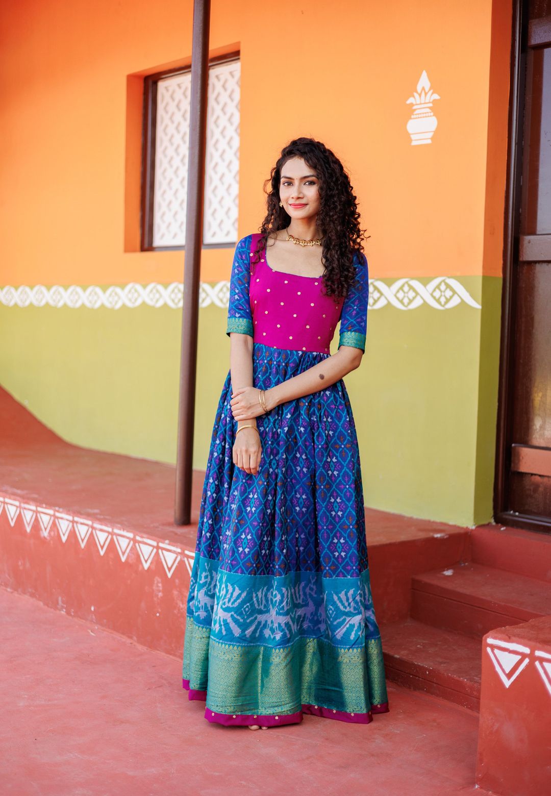 BHUMIKA BLUE POCHAMPALLY ANARKALI DRESS