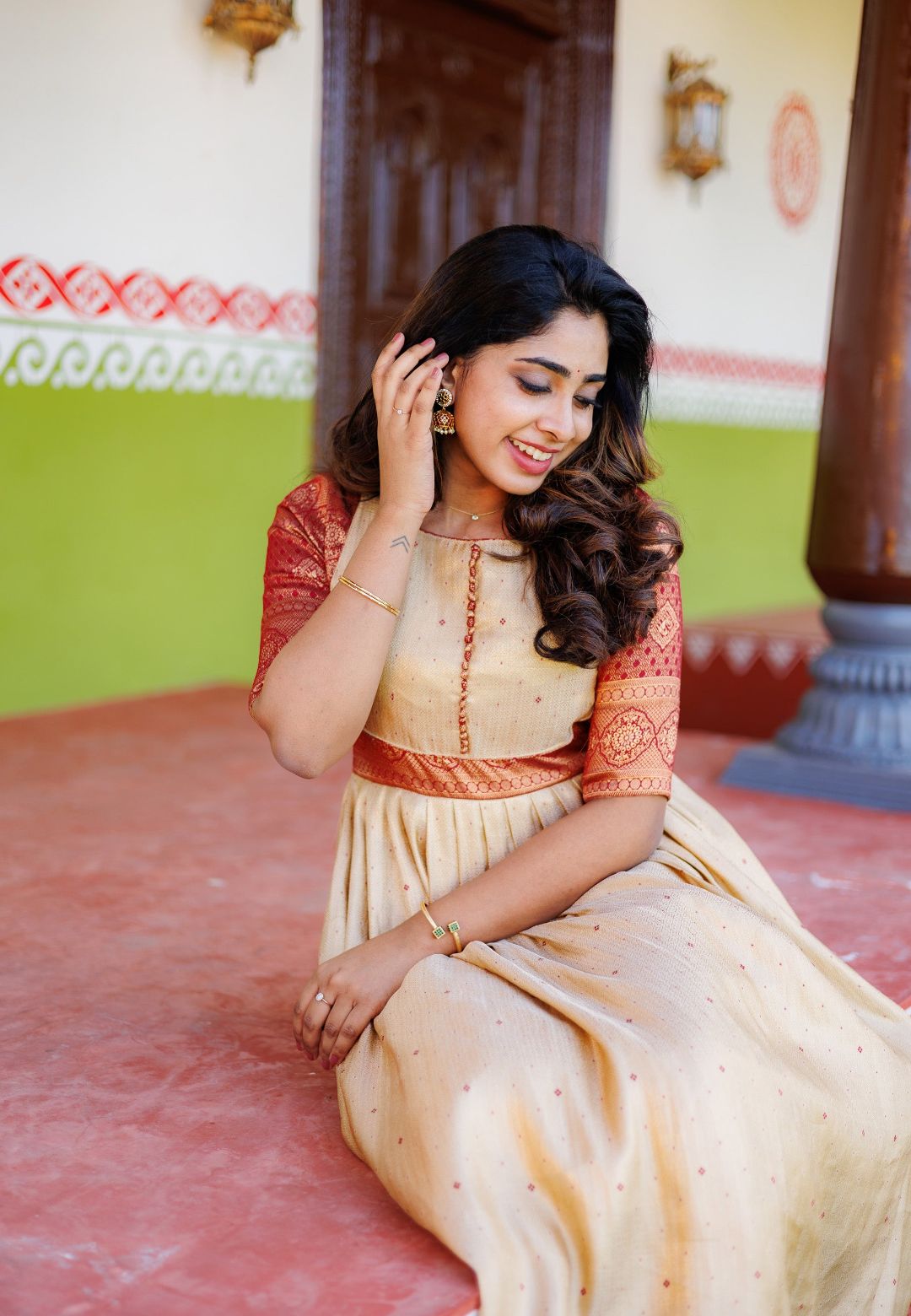 AADYA MAROON BROCADE SILK ANARKALI