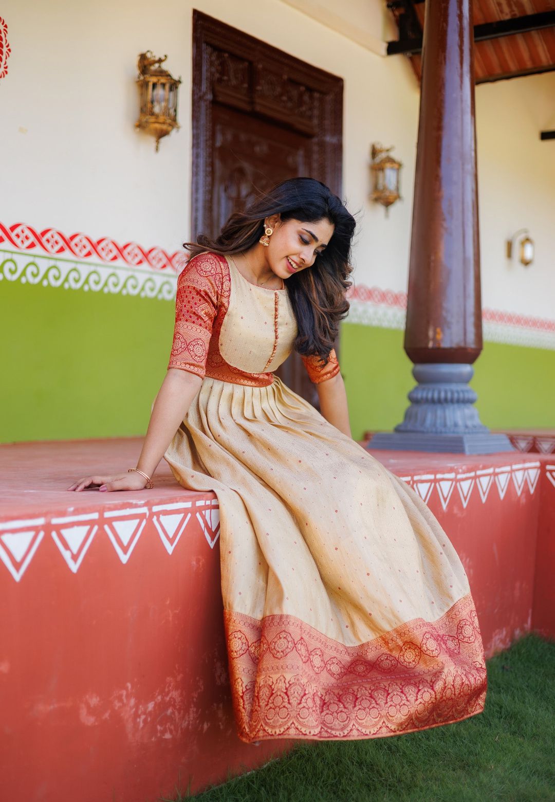 AADYA MAROON BROCADE SILK ANARKALI