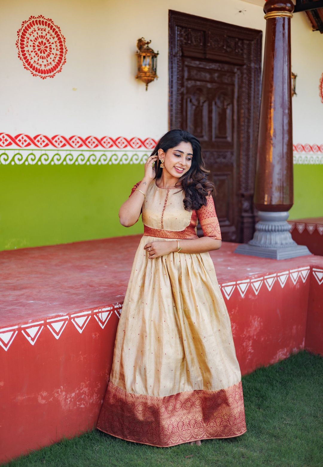 AADYA MAROON BROCADE SILK ANARKALI