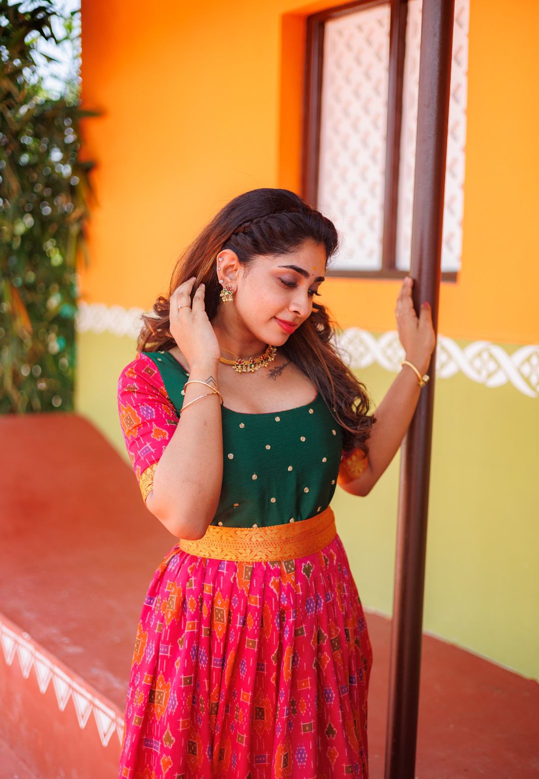 BHUMIKA MAGENTA POCHAMPALLY ANARKALI DRESS