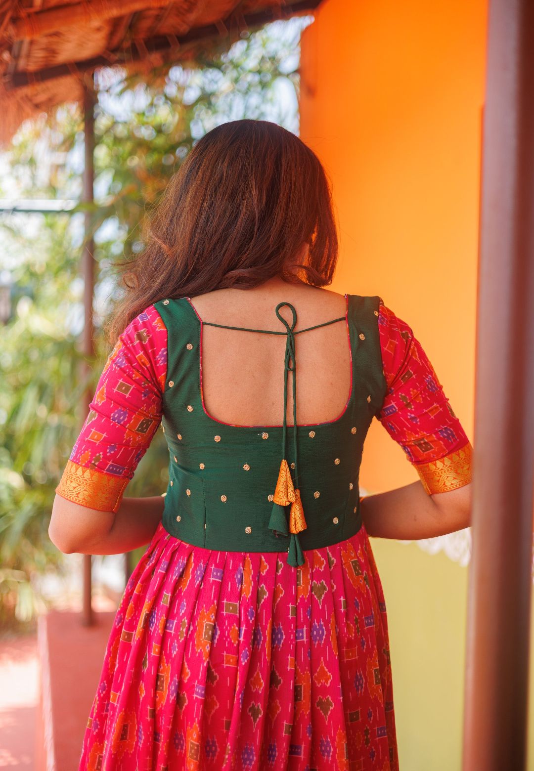 BHUMIKA MAGENTA POCHAMPALLY ANARKALI DRESS