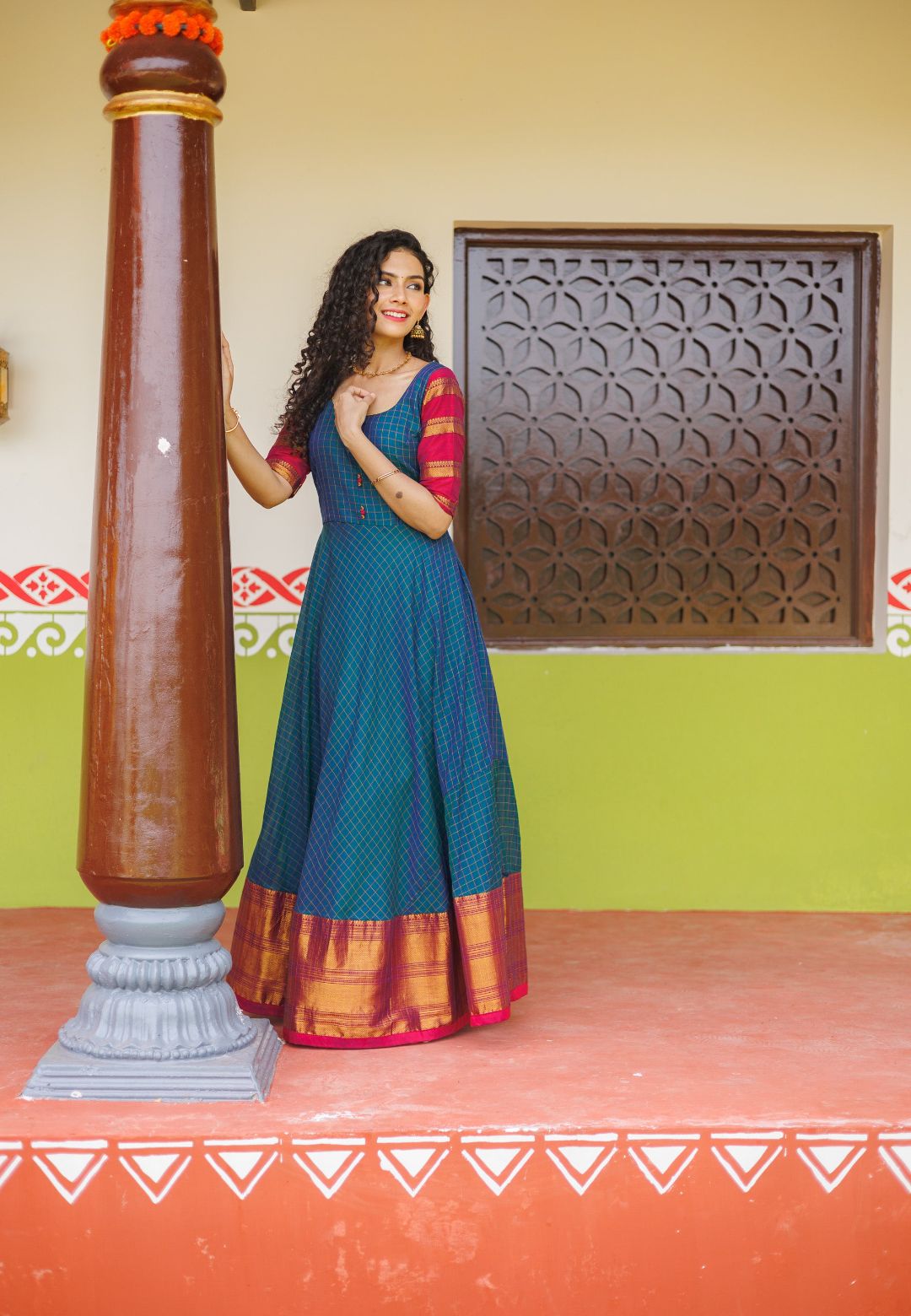 SAHANA TEAL BLUE ANARKALI DRESS