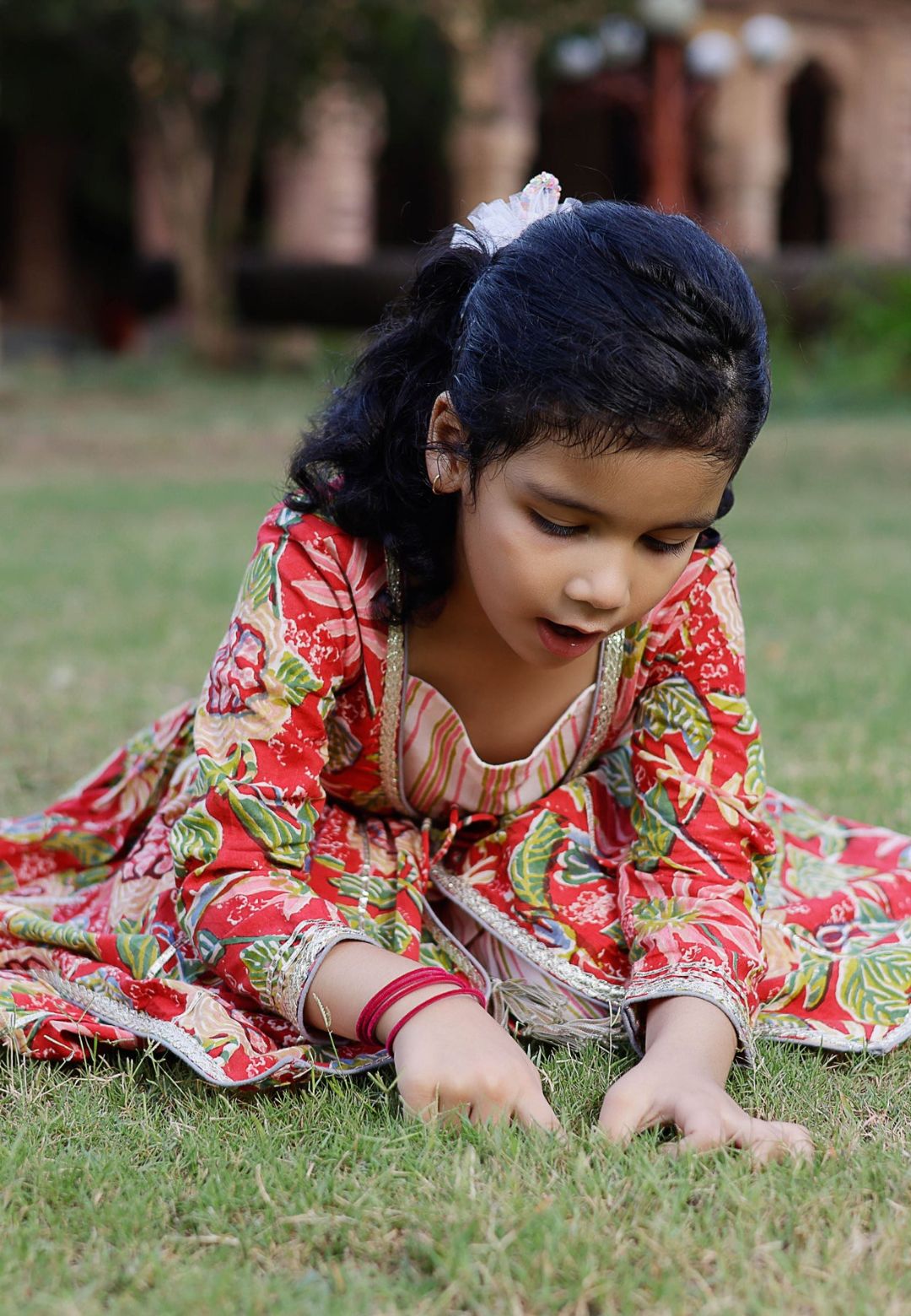 RED NIXI HANDBLOCK COTTON SHARARA SET