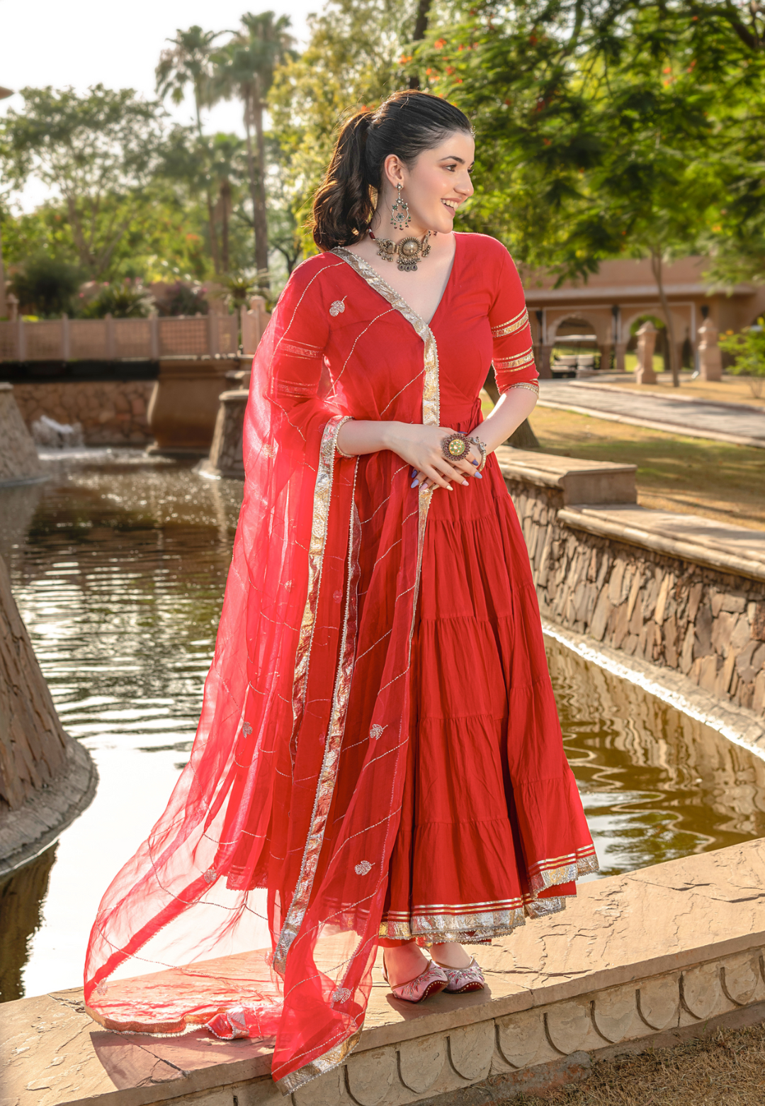 RED AARNA GOTAPATTI COTTON SUIT SET