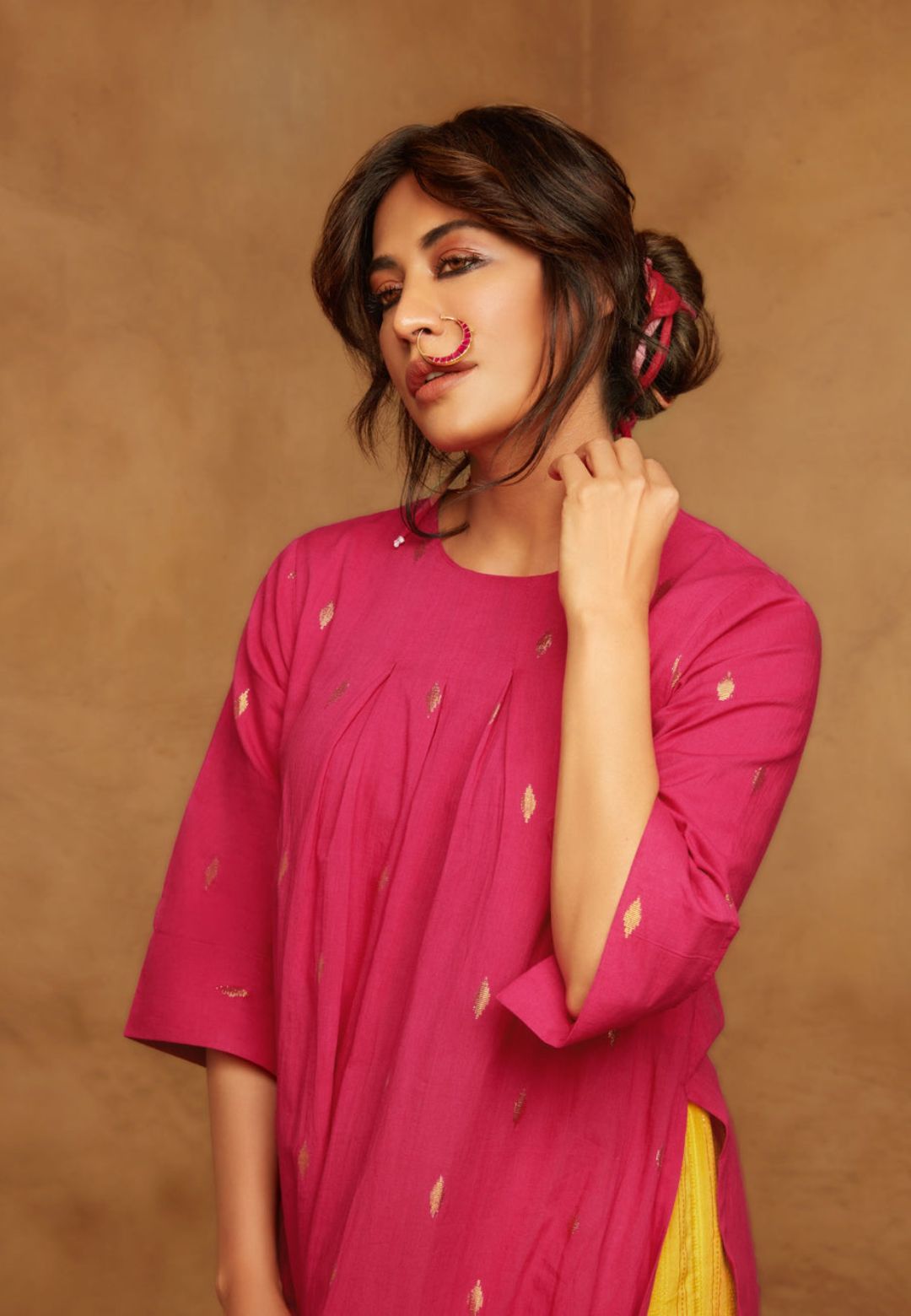 PINK GREEN COTTON RELAXED KURTA SET