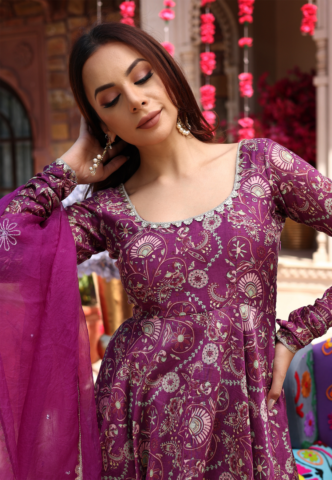 PURPLE LAVENDER HUES CHANDERI SUIT SET