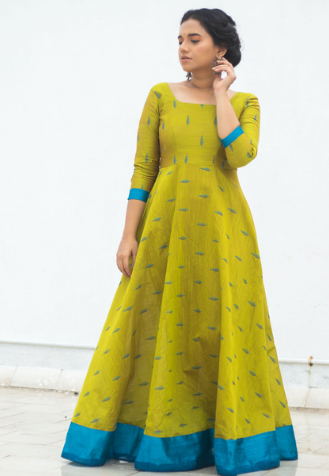 POPPY GREEN DUPION ANARKALI