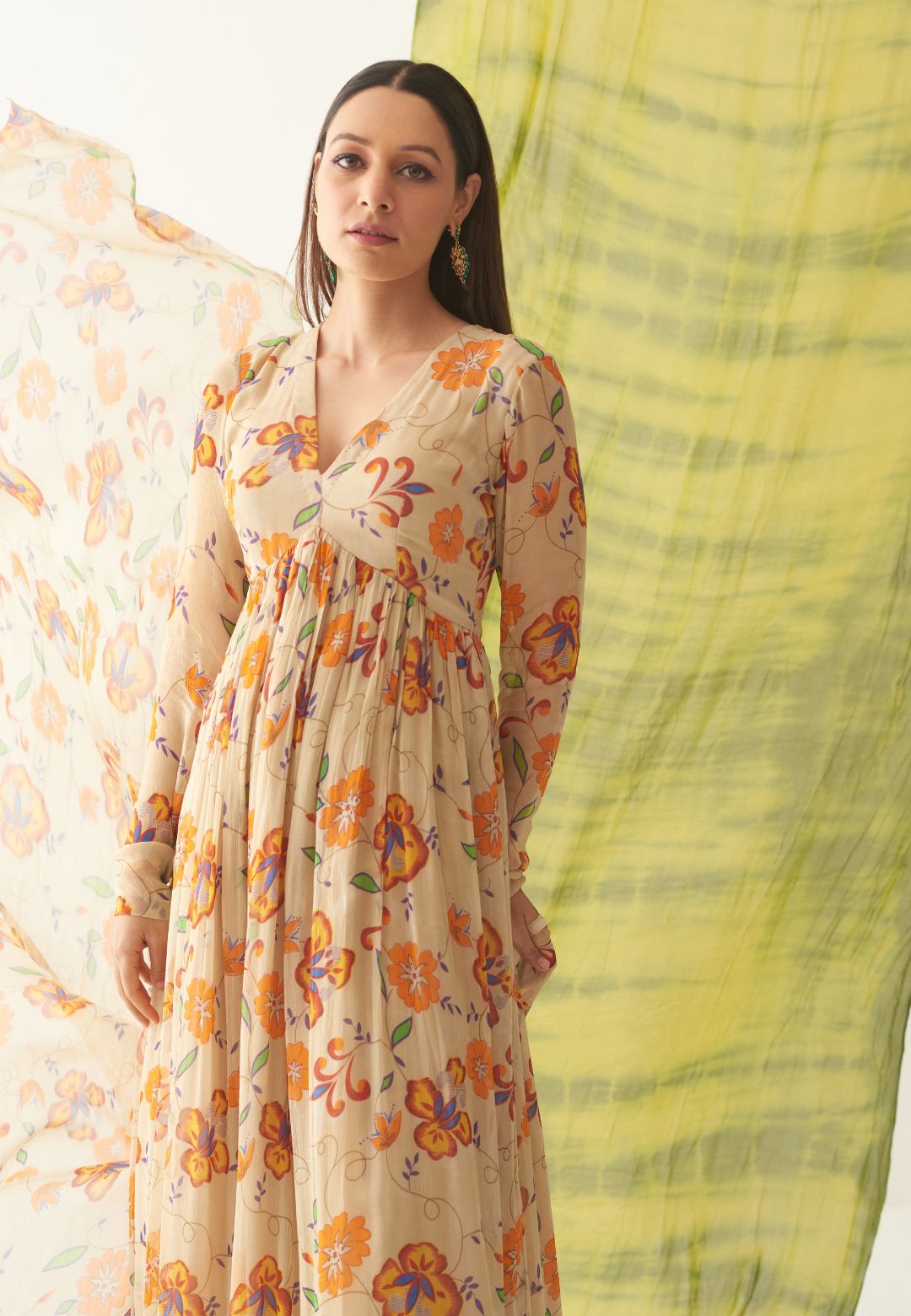 NYRA SUNFLOWER CHIFFON SUIT SET