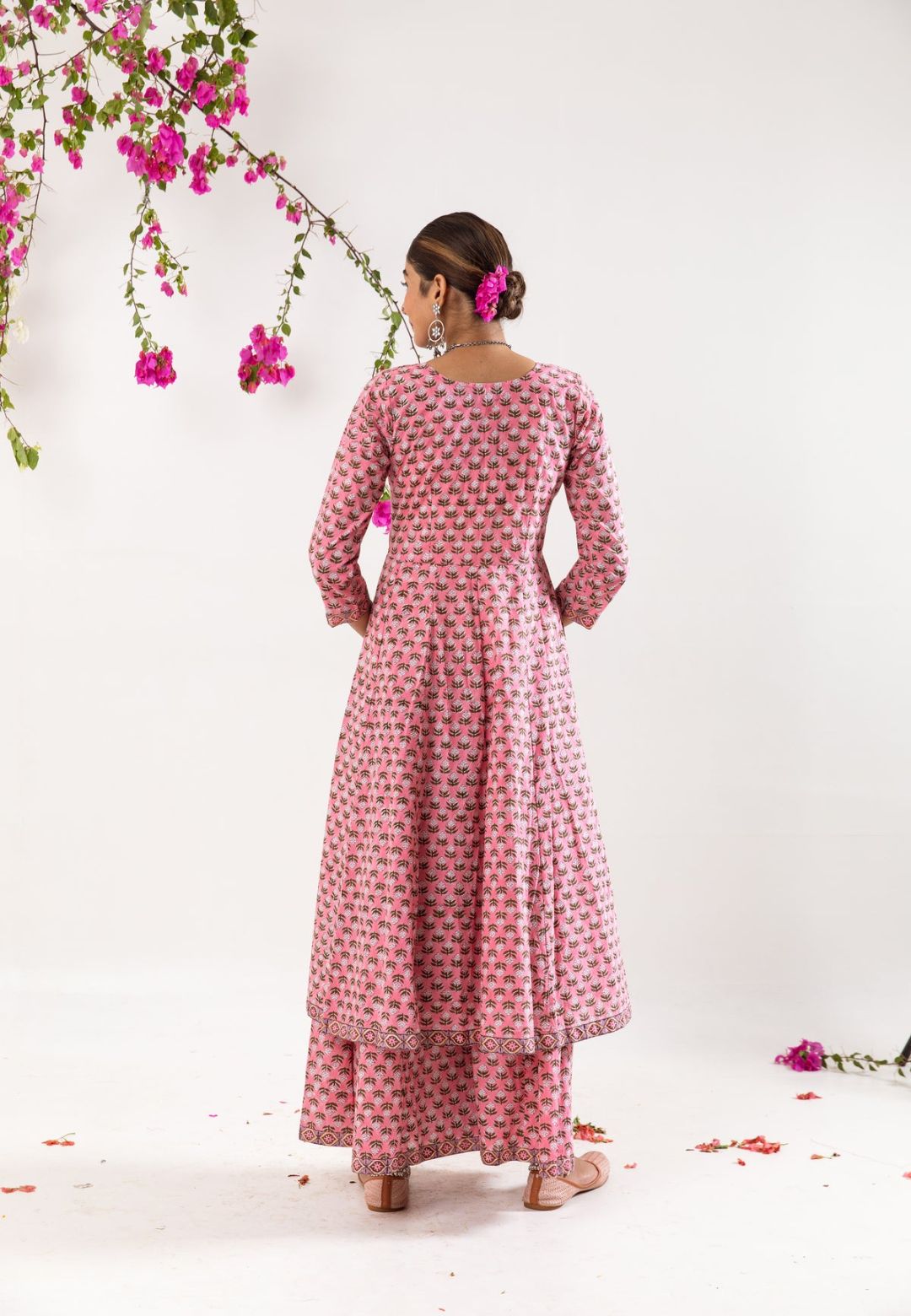 PINK KALIDAR HANDBLOCK COTTON SUIT SET