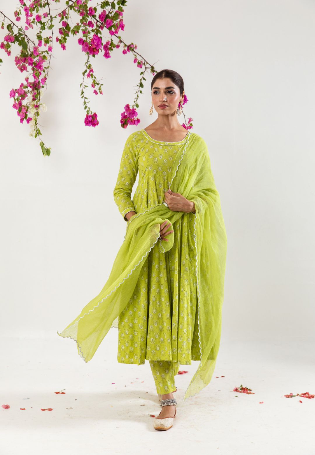 MINT GREEN HANDBLOCK COTTON SUIT SET