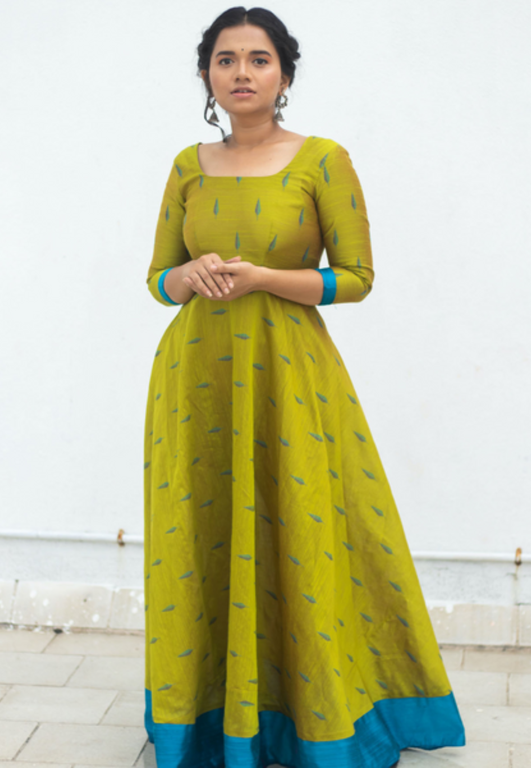 POPPY GREEN DUPION ANARKALI