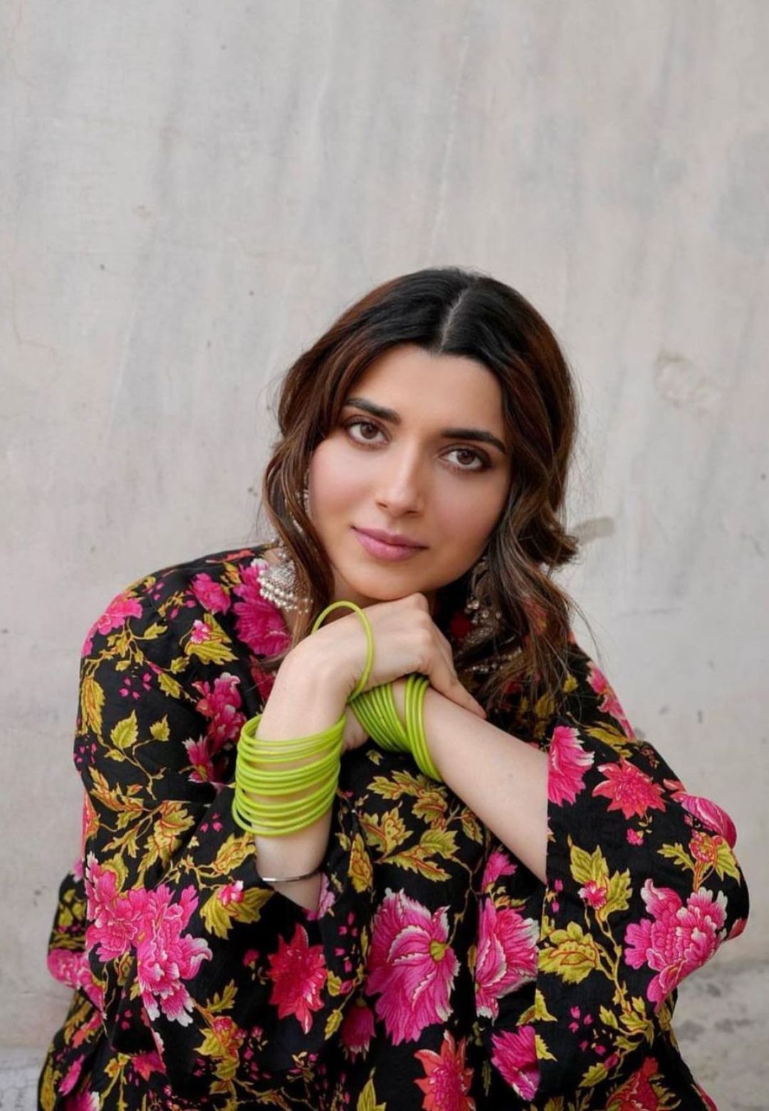 BLACK PRINTED FLORAL COTTON KURTA SET