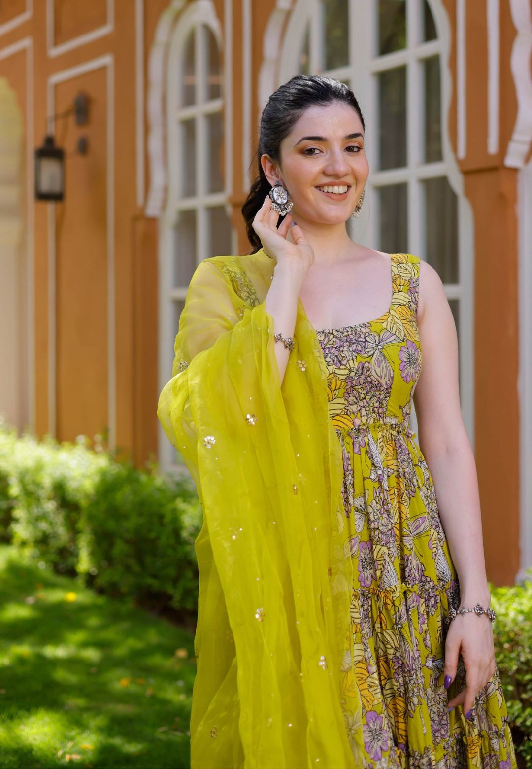 MUSTARD GREEN HETVI COTTON SUIT SET
