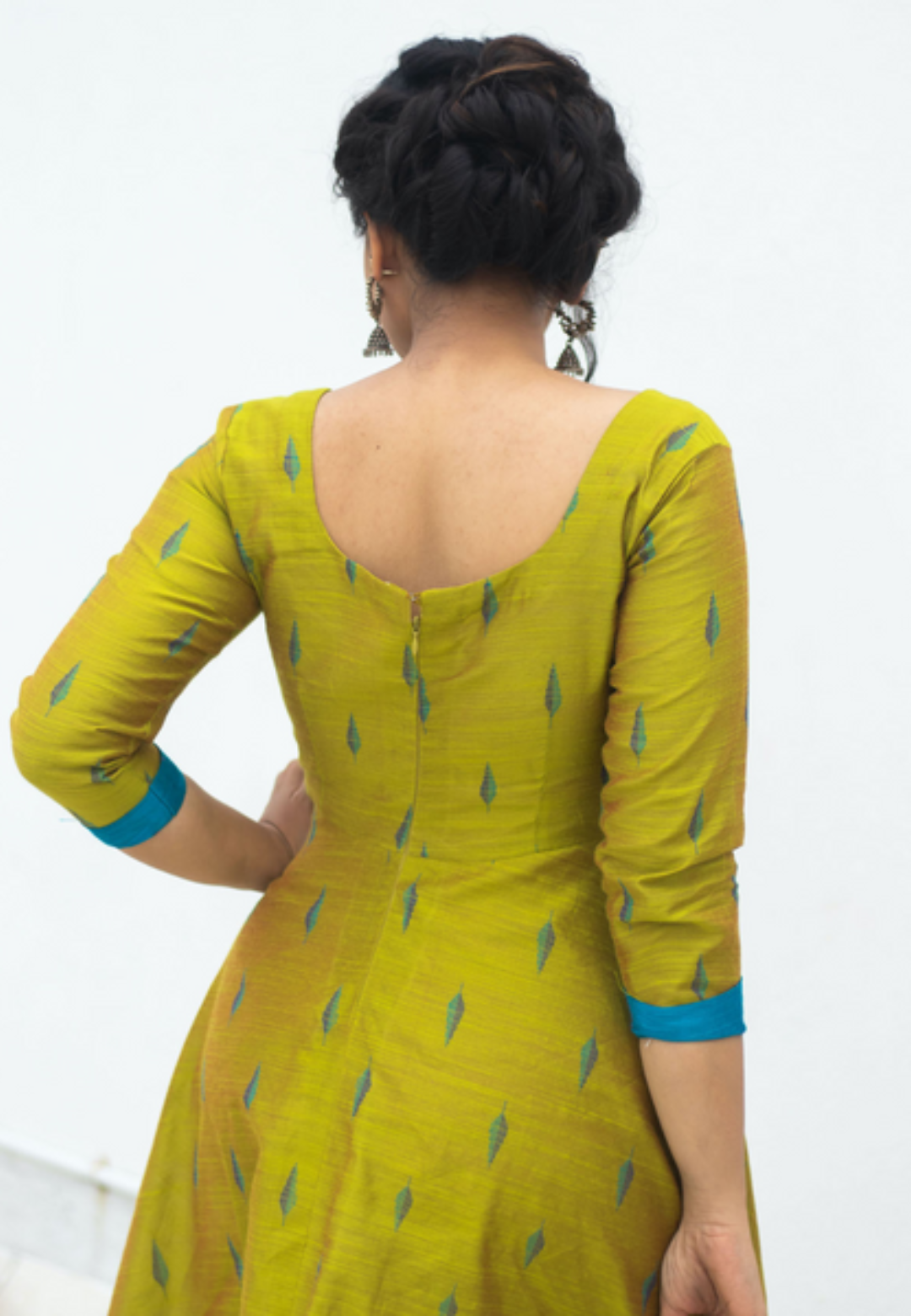 POPPY GREEN DUPION ANARKALI