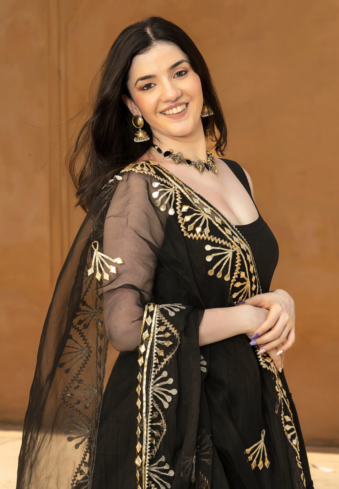BLACK KAMYA GOTAPATTI COTTON SUIT SET