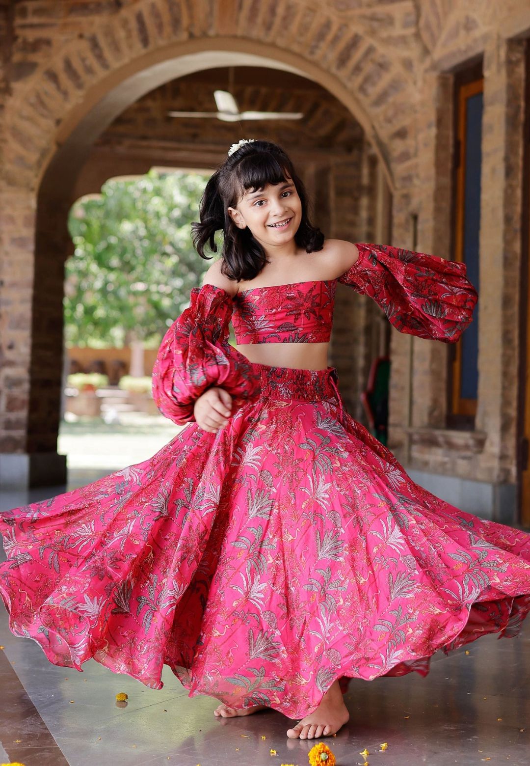 RUBY PINK CHANDERI LEHENGA SET