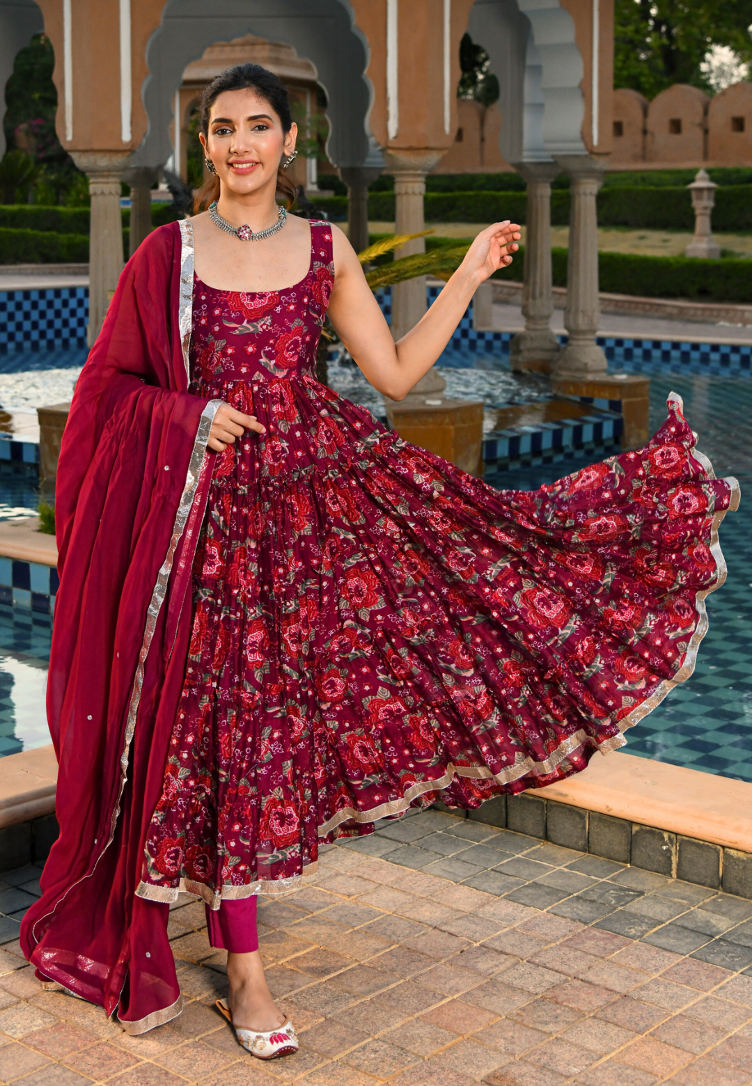 MAROON SIYA CHANDERI SUIT SET