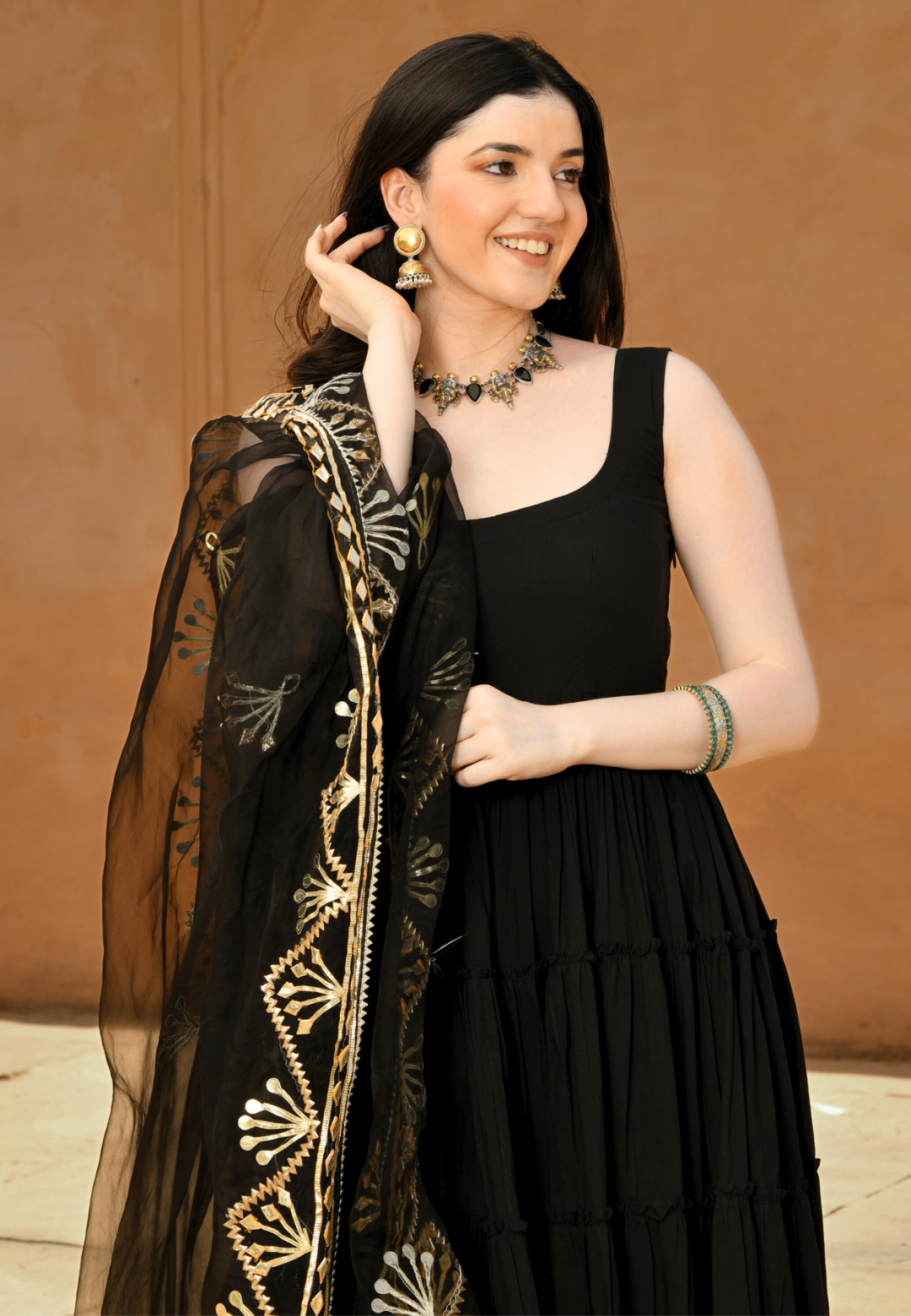 BLACK KAMYA GOTAPATTI COTTON SUIT SET