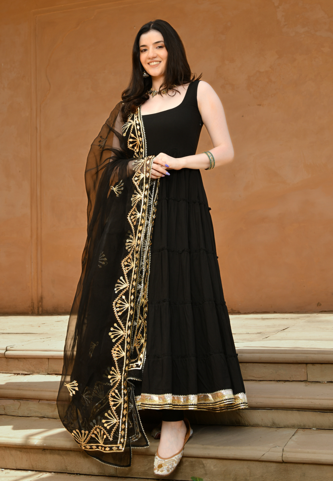 BLACK KAMYA GOTAPATTI COTTON SUIT SET