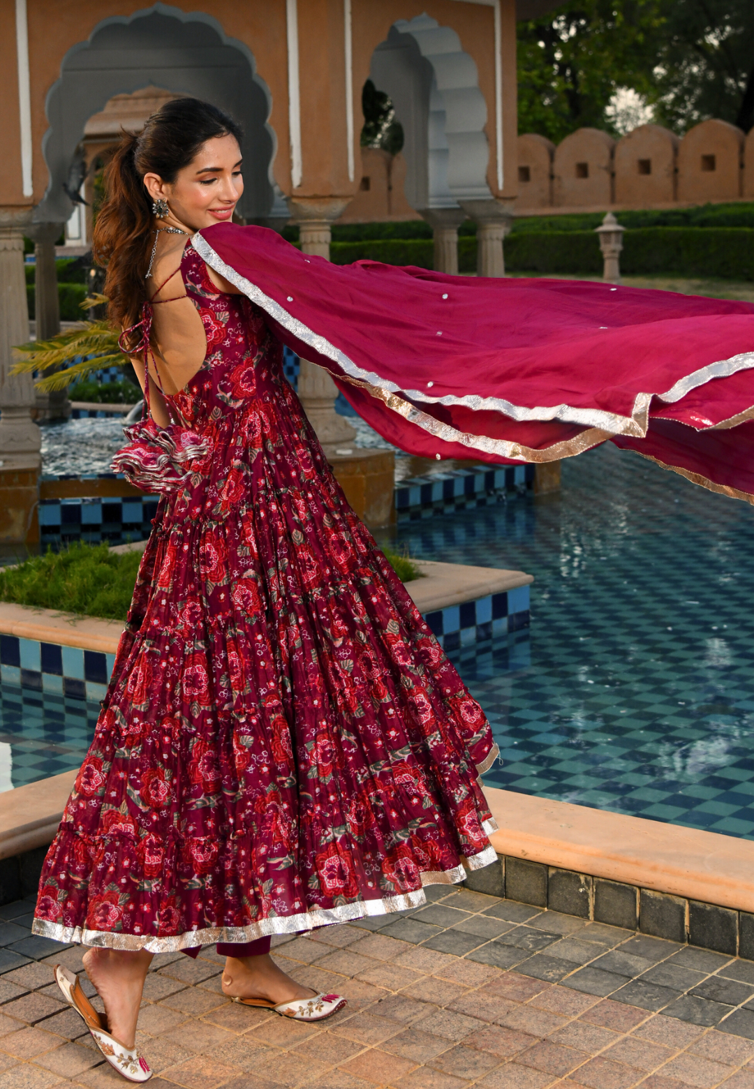 MAROON SIYA CHANDERI SUIT SET
