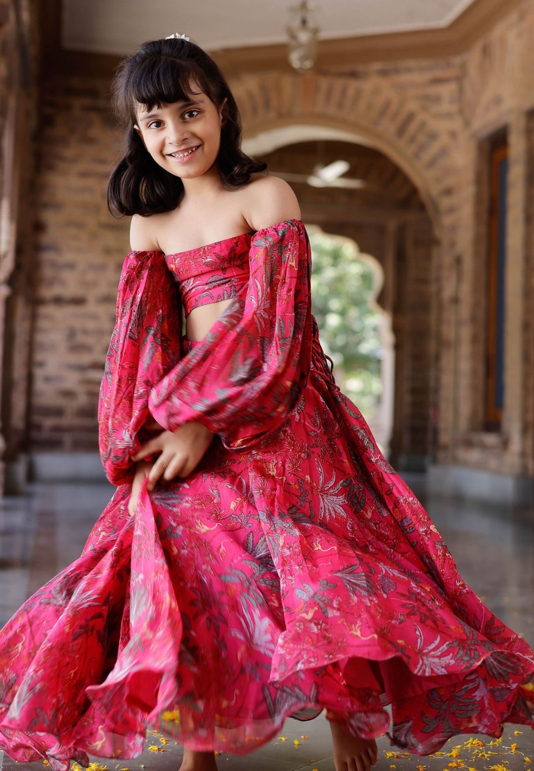 RUBY PINK CHANDERI LEHENGA SET