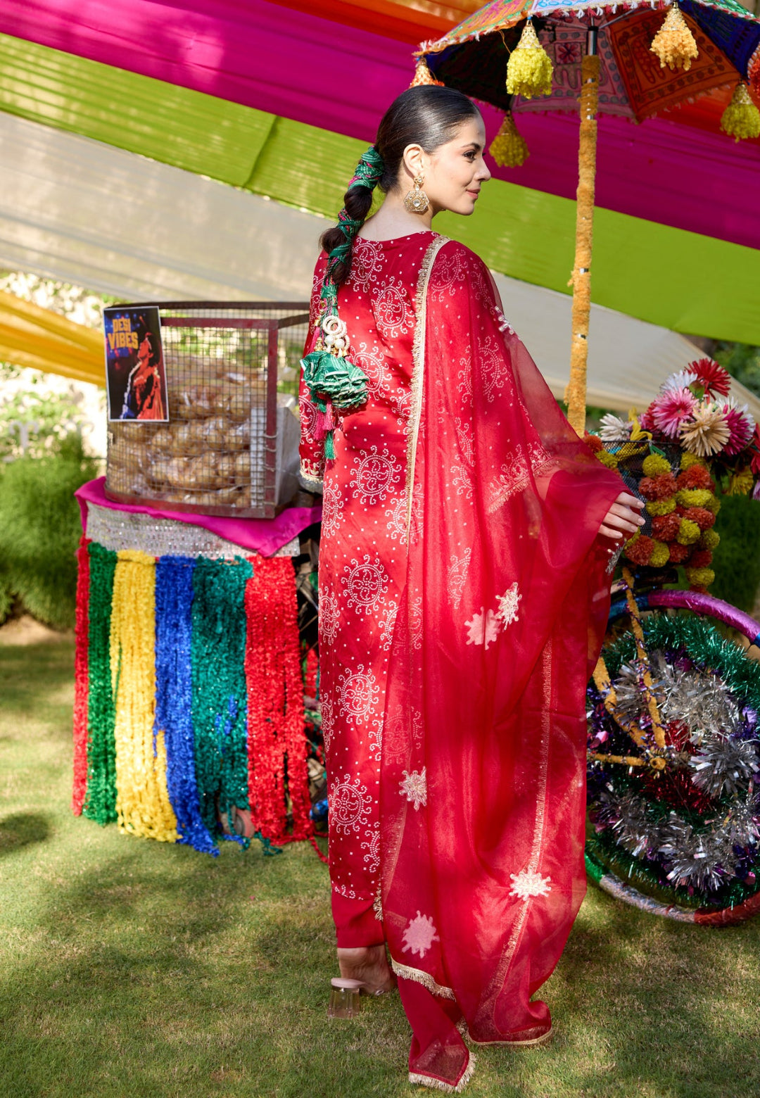 MAROON VAIDEHI BANDHANI CHANDERI SUIT SET