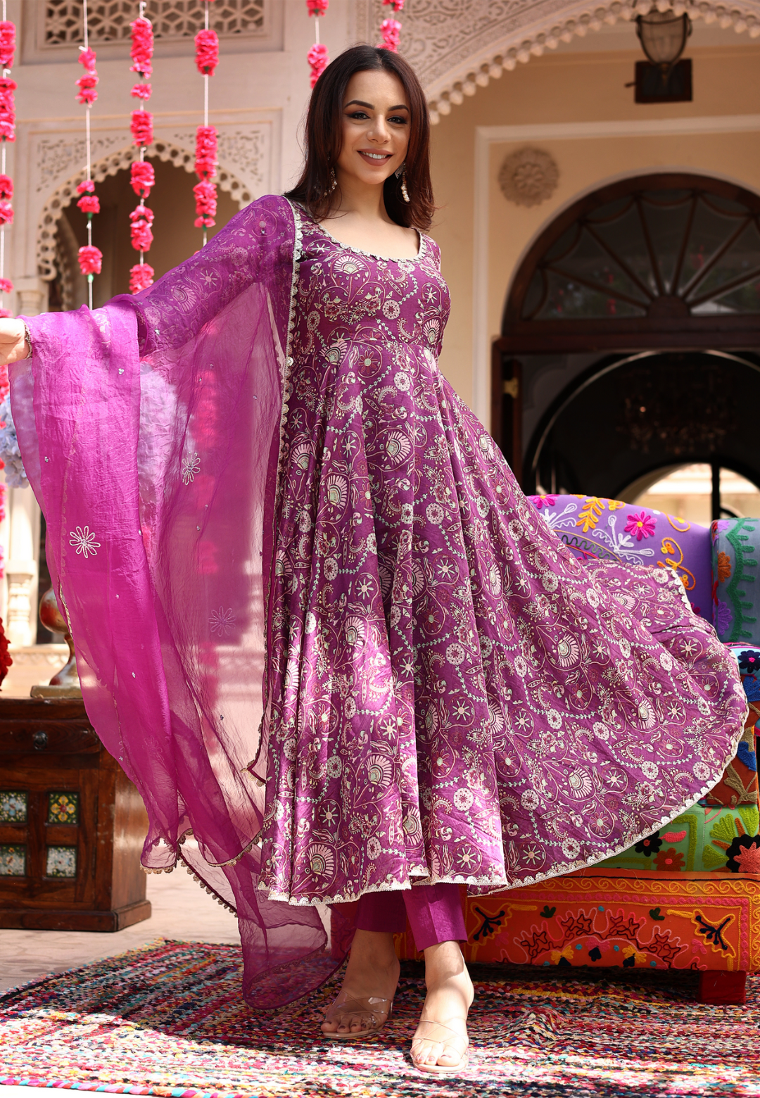PURPLE LAVENDER HUES CHANDERI SUIT SET