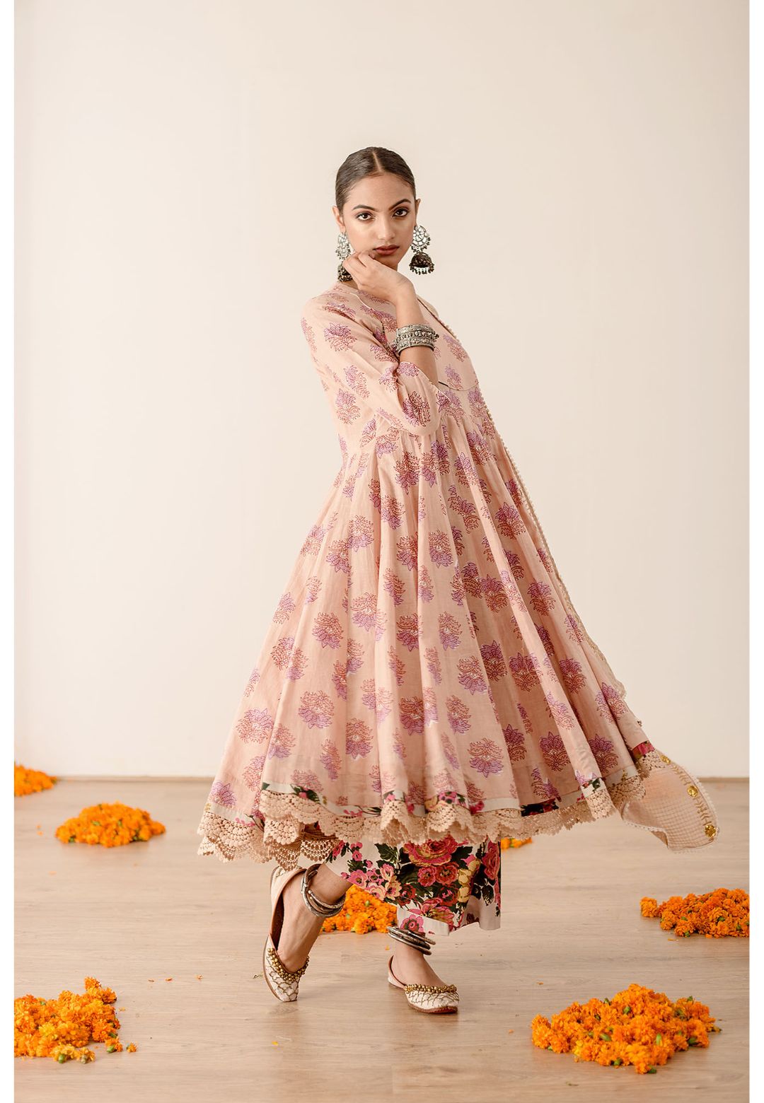 ROSHAN PEACH ANARKALI SUIT SET
