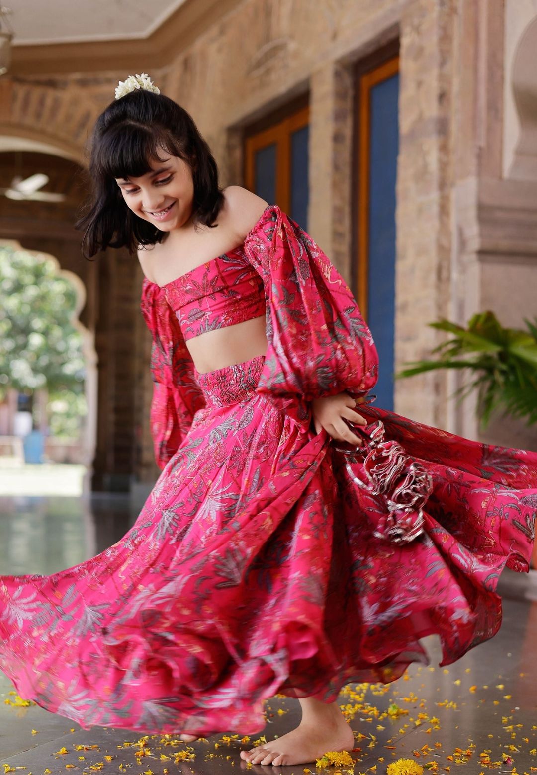 RUBY PINK CHANDERI LEHENGA SET