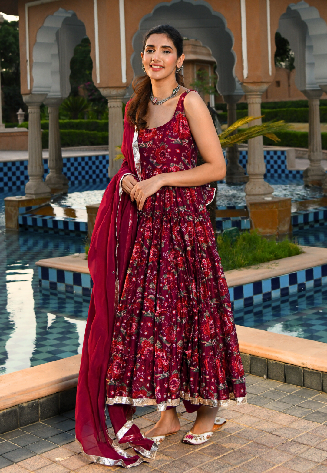 MAROON SIYA CHANDERI SUIT SET