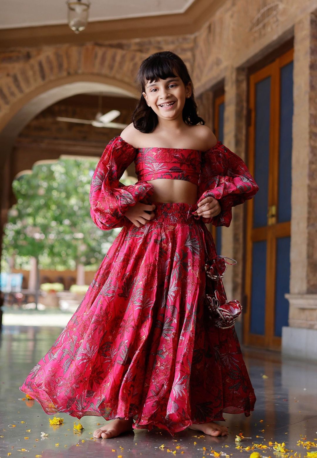 RUBY PINK CHANDERI LEHENGA SET