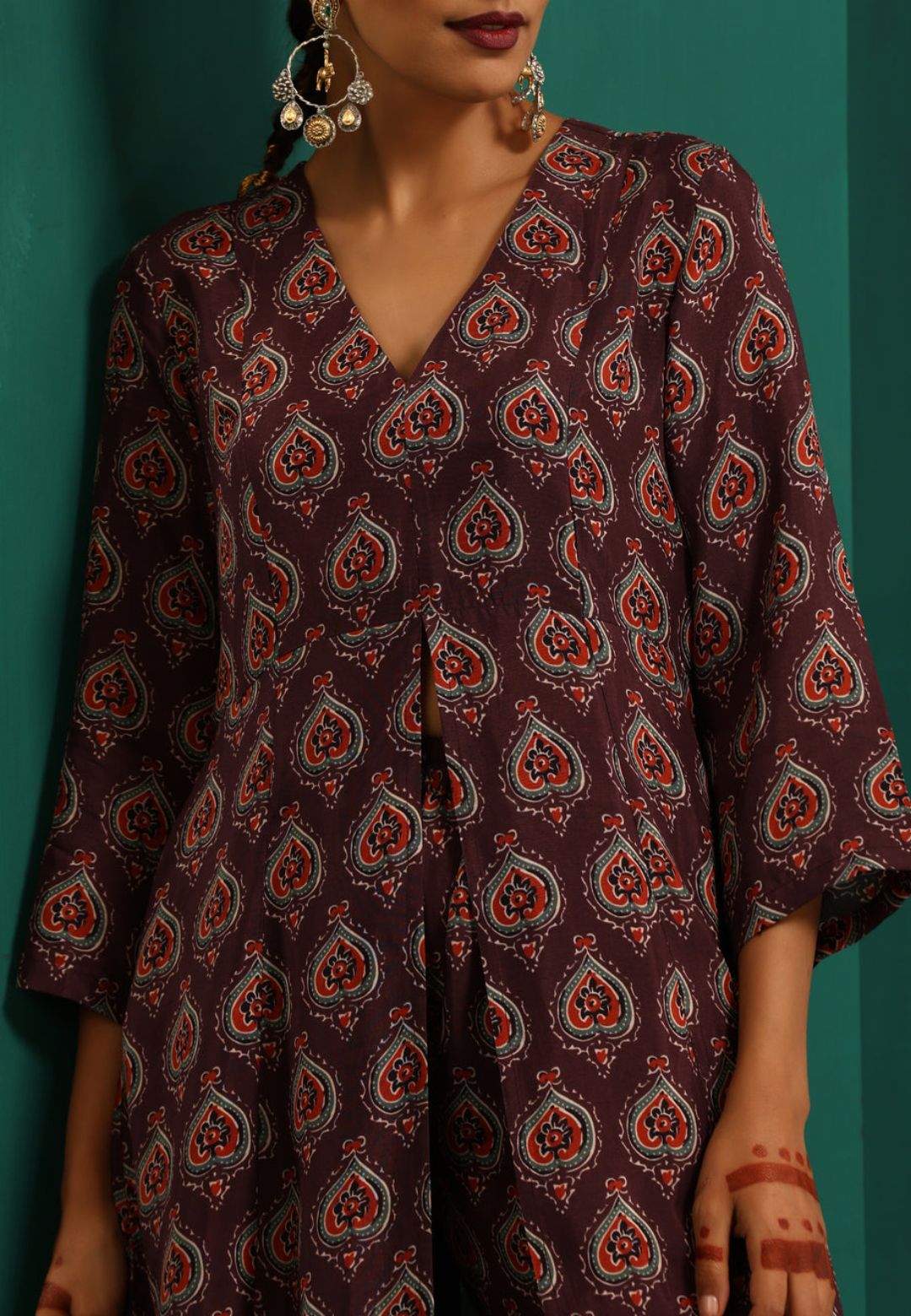 DEEP PURPLE PAAN MUSLIN SILK KURTA SET