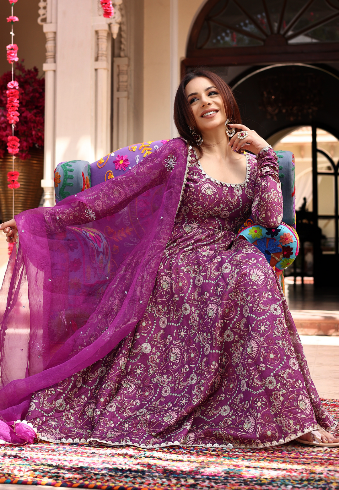 PURPLE LAVENDER HUES CHANDERI SUIT SET
