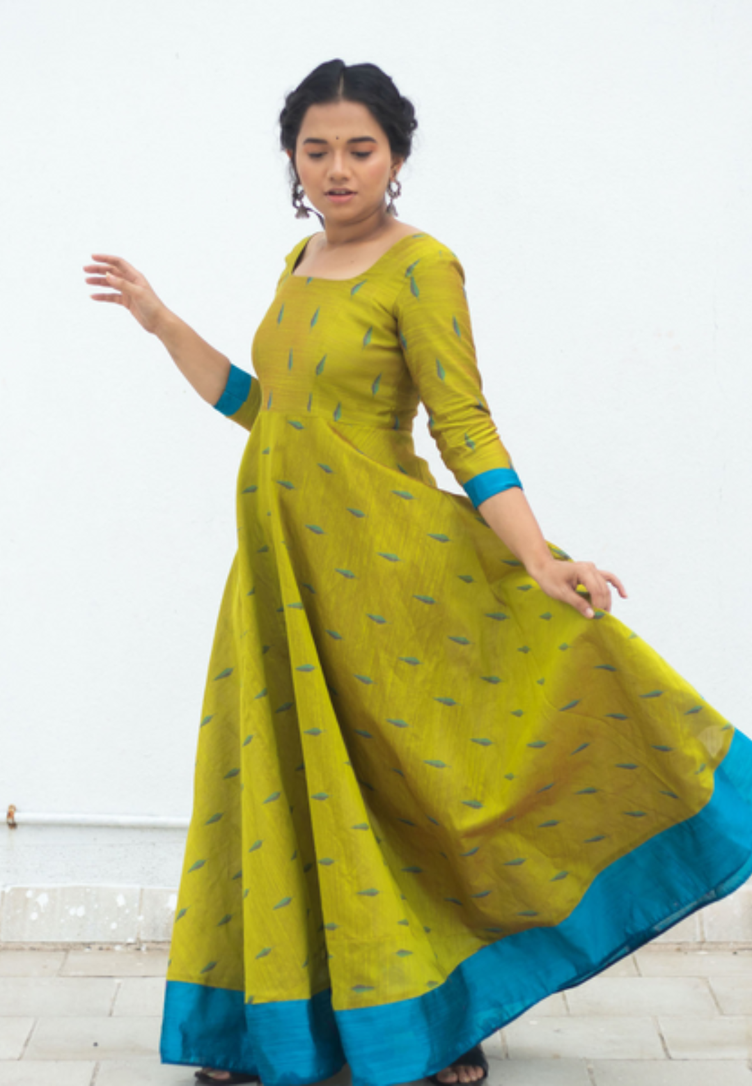POPPY GREEN DUPION ANARKALI