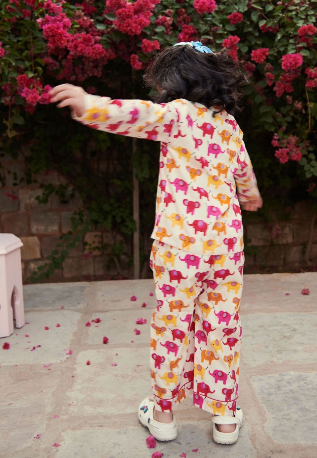 PINK YELLOW ELEPHANTS COTTON NIGHT SUIT