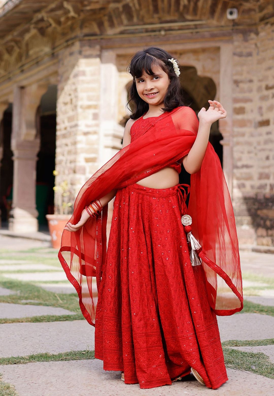 RED EMBROIDERED LEHENGA SET