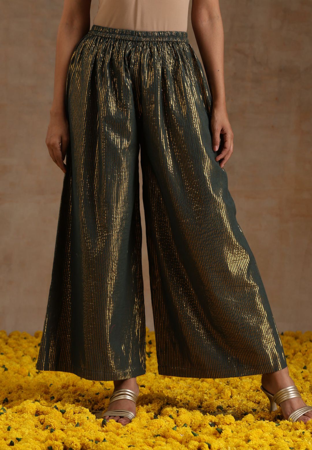 BLUE GOLD COTTON HIGH SLIT KURTA SET
