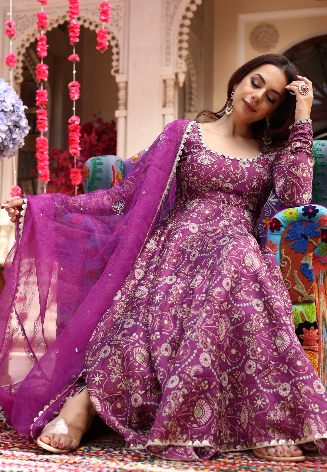 PURPLE LAVENDER HUES CHANDERI SUIT SET