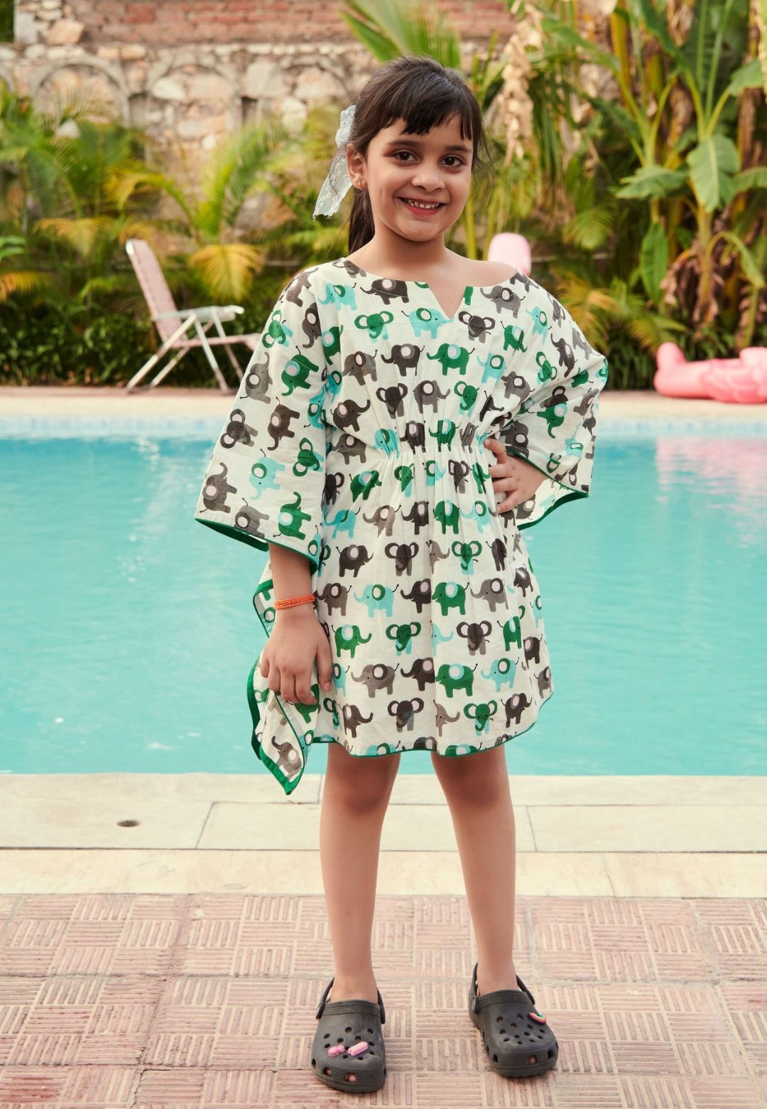 WADE GREEN ELEPHANT COTTON KAFTAN